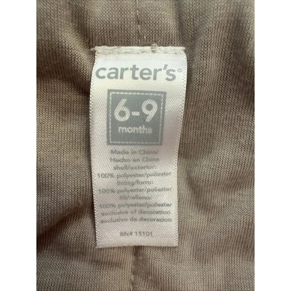 Baby Girl's Carter's Pink 6-9 Months Zip Up Hooded Romper Blanket Footies Monkey